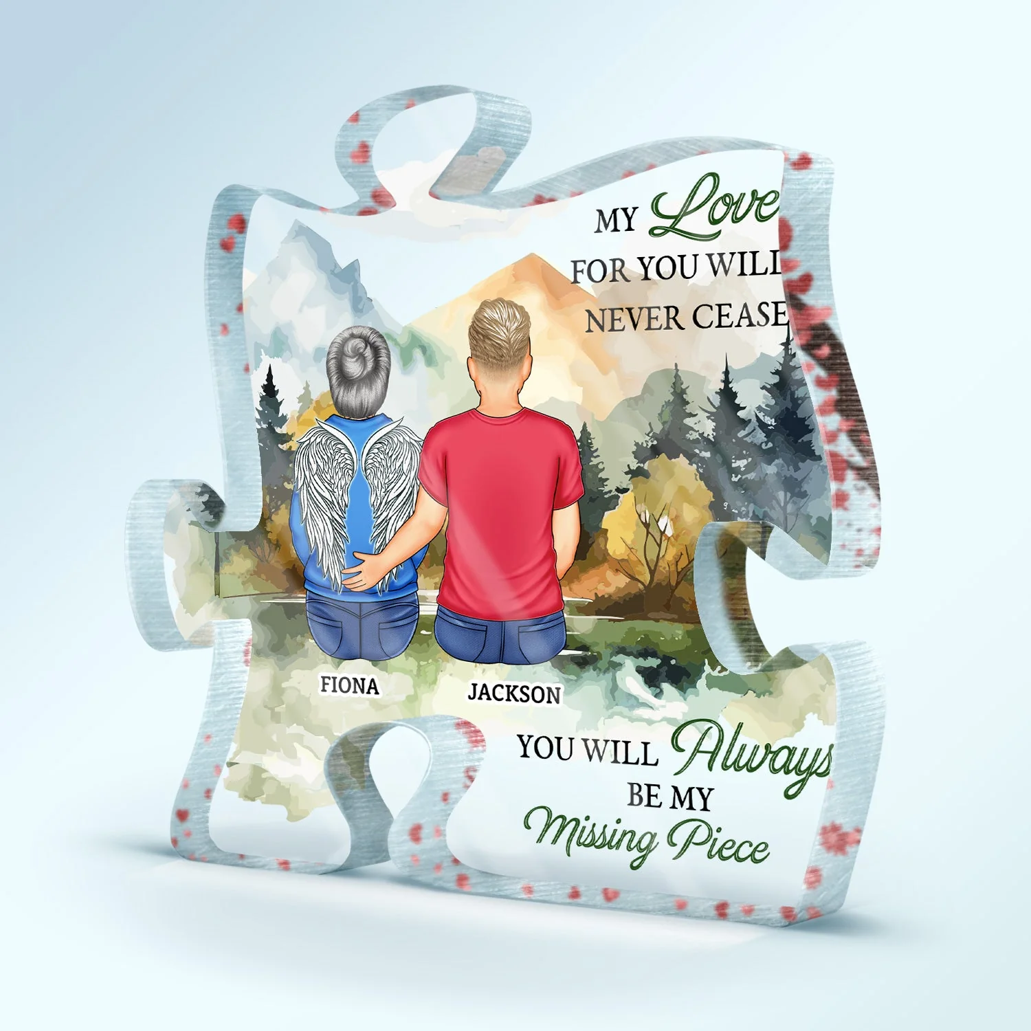 Our Love For You Will Never Cease - Memorial Gift For Family, Friend - Personalized Puzzle Shaped Acrylic Plaque - Image 2