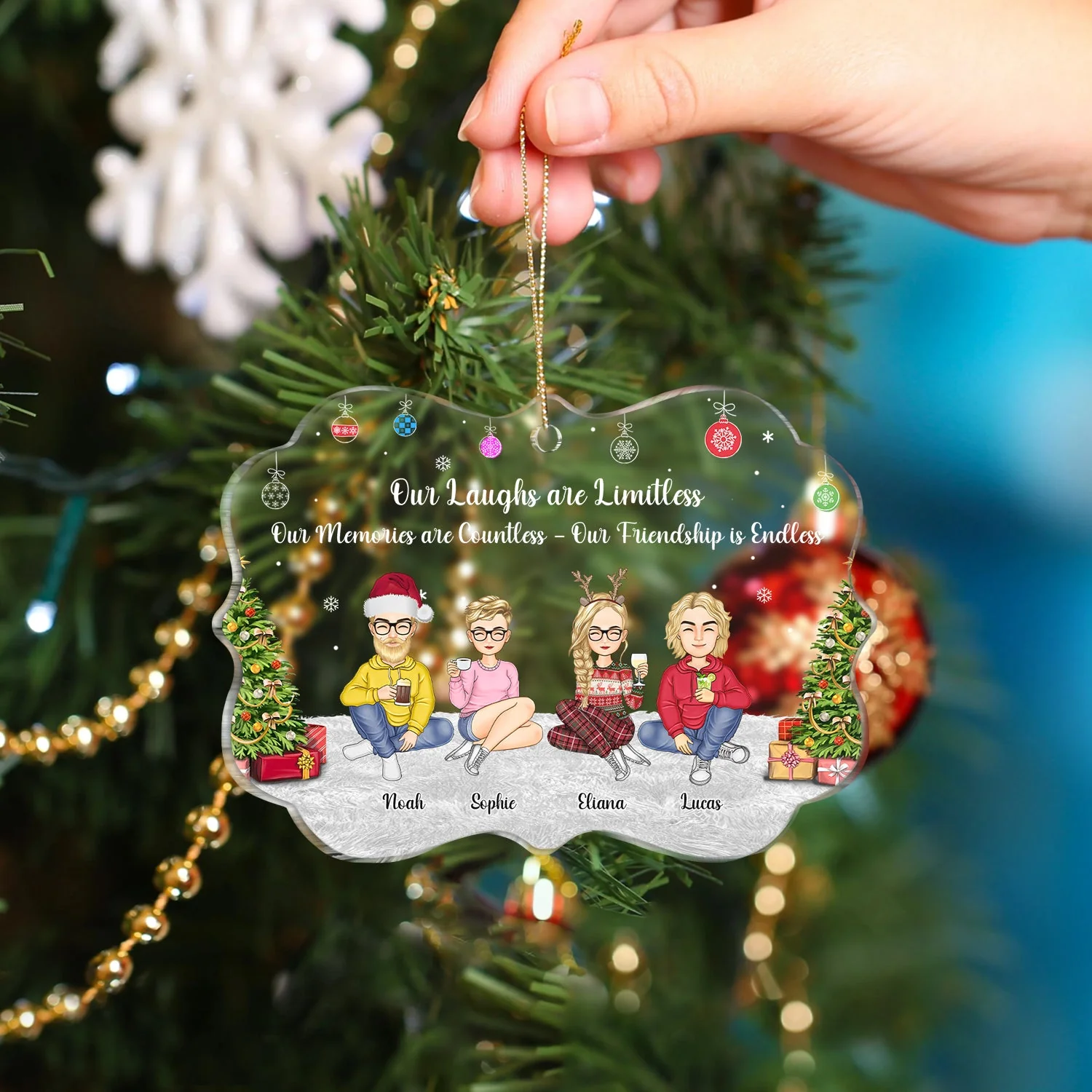 Our Memories Are Countless Our Friendship Is Endless - Christmas, Gift For Bestie - Personalized Medallion Acrylic Ornament - Image 4