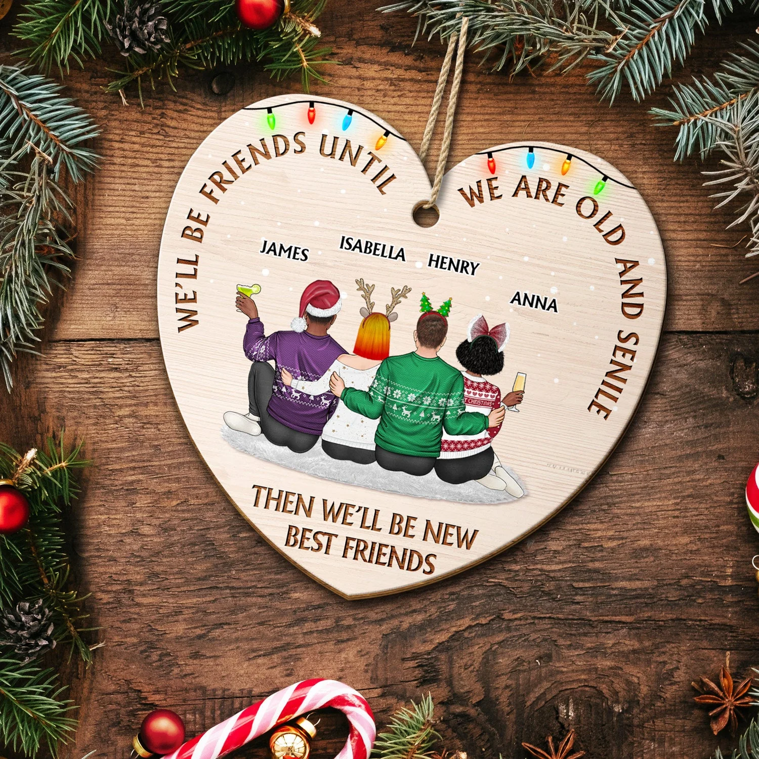 Our Memories Are Countless, Our Friendship Is Endless - Christmas Gifts For Best Friends, Besties - Personalized Custom Shaped Wooden Ornament - Image 5