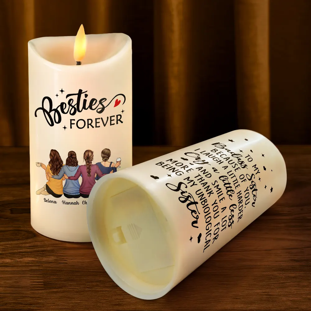 Our Memories Are Countless Our Friendship Is Endless - Personalized Flameless LED Candle - Image 4