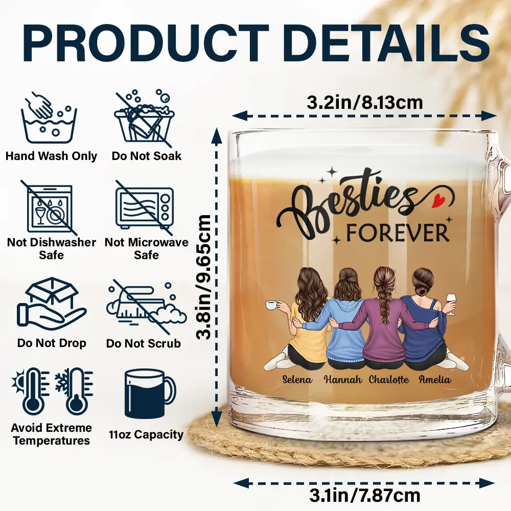 Our Memories Are Countless Our Friendship Is Endless - Personalized Glass Mug - Image 5