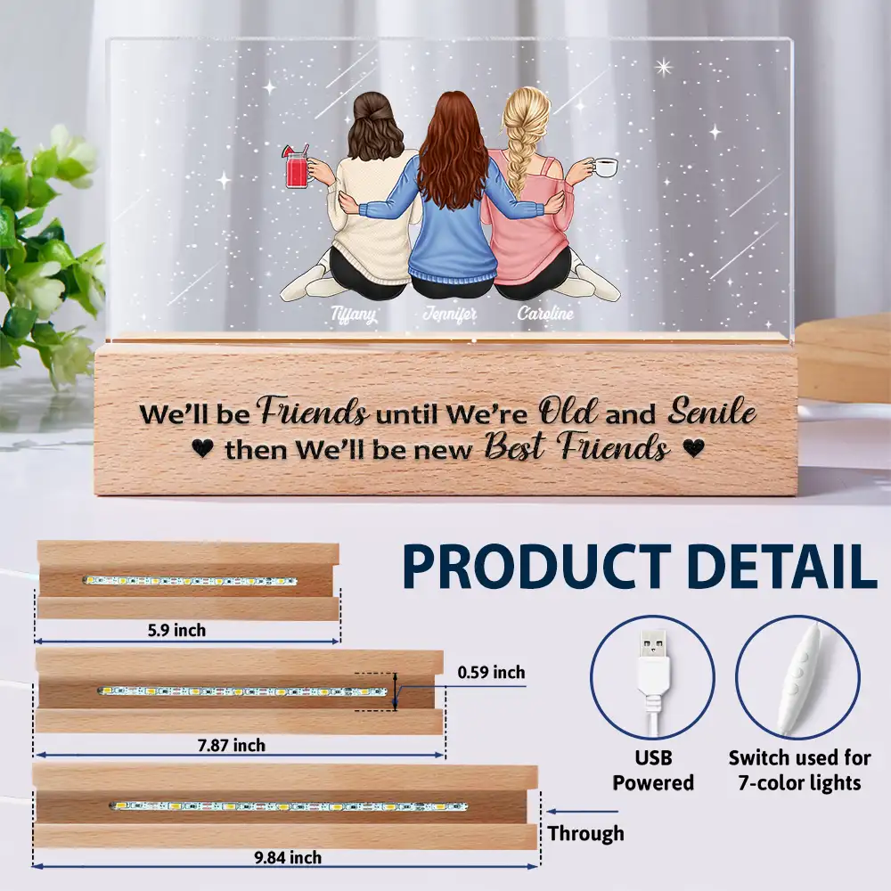 Our Memories Are Countless Our Friendship Is Endless - Personalized Rectangle LED Light - Image 6