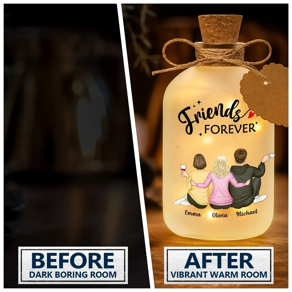 Our Memories Are Countless Our Friendship Is Endless - Personalized Short Bottle Light - Image 3