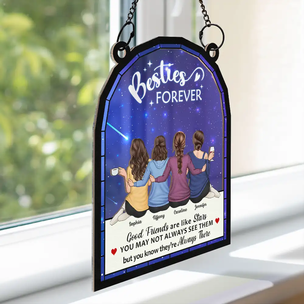 Our Memories Are Countless Our Friendship Is Endless - Personalized Window Hanging Suncatcher Ornament - Image 3