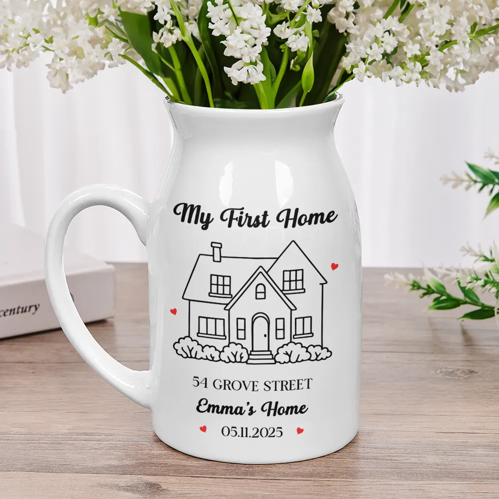 Our New Home Housewarming Gifts - Personalized Ceramic Flower Vase - Image 2