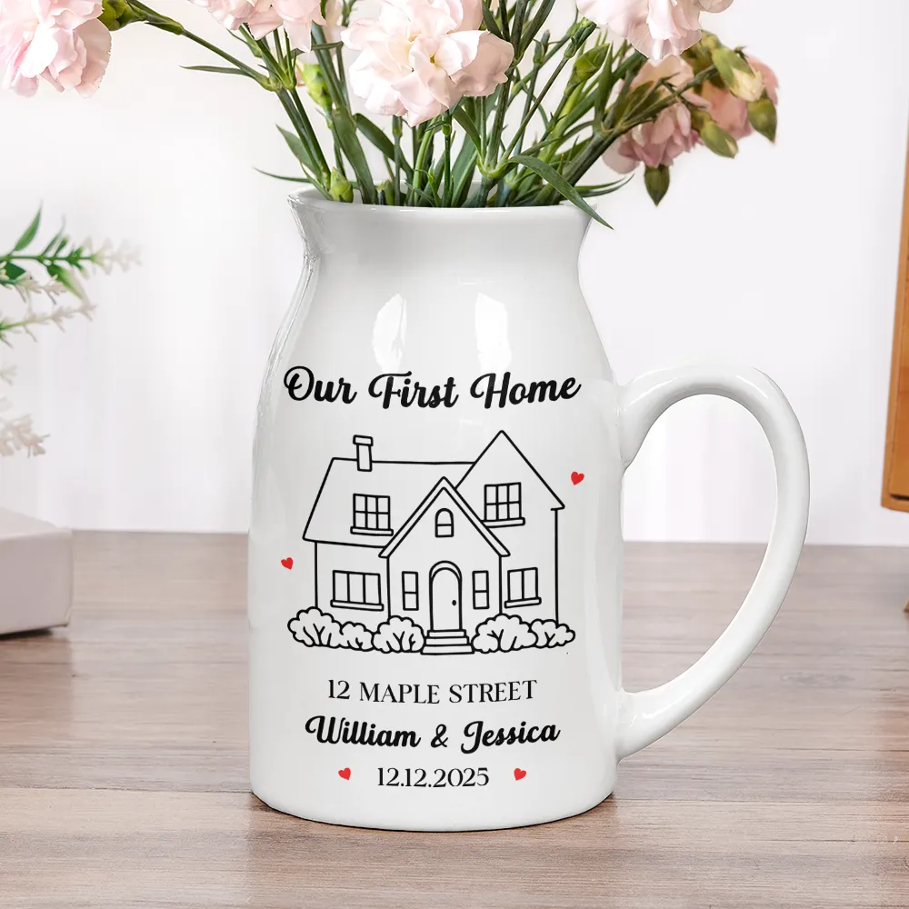 Our New Home Housewarming Gifts - Personalized Ceramic Flower Vase - Image 5