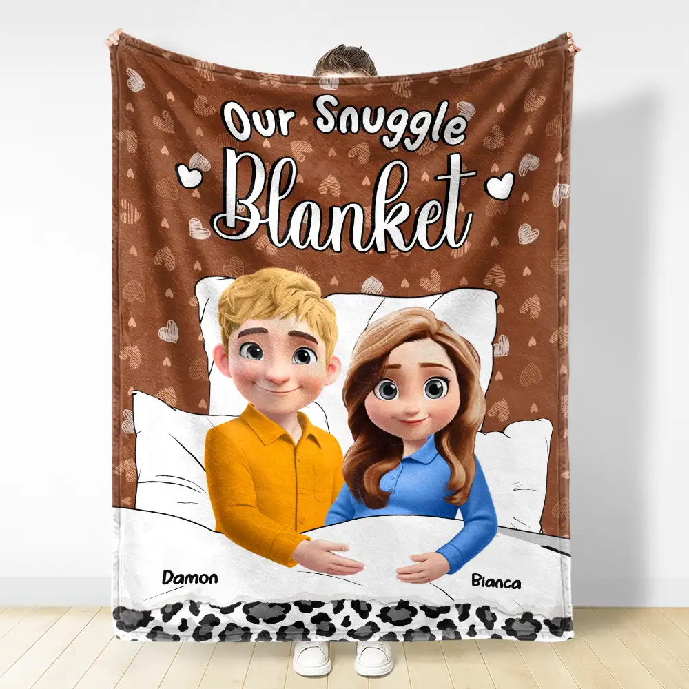 Our Snuggle Cuddling 3D Effect Couple - Personalized Fleece Blanket, Sherpa Blanket - Image 3