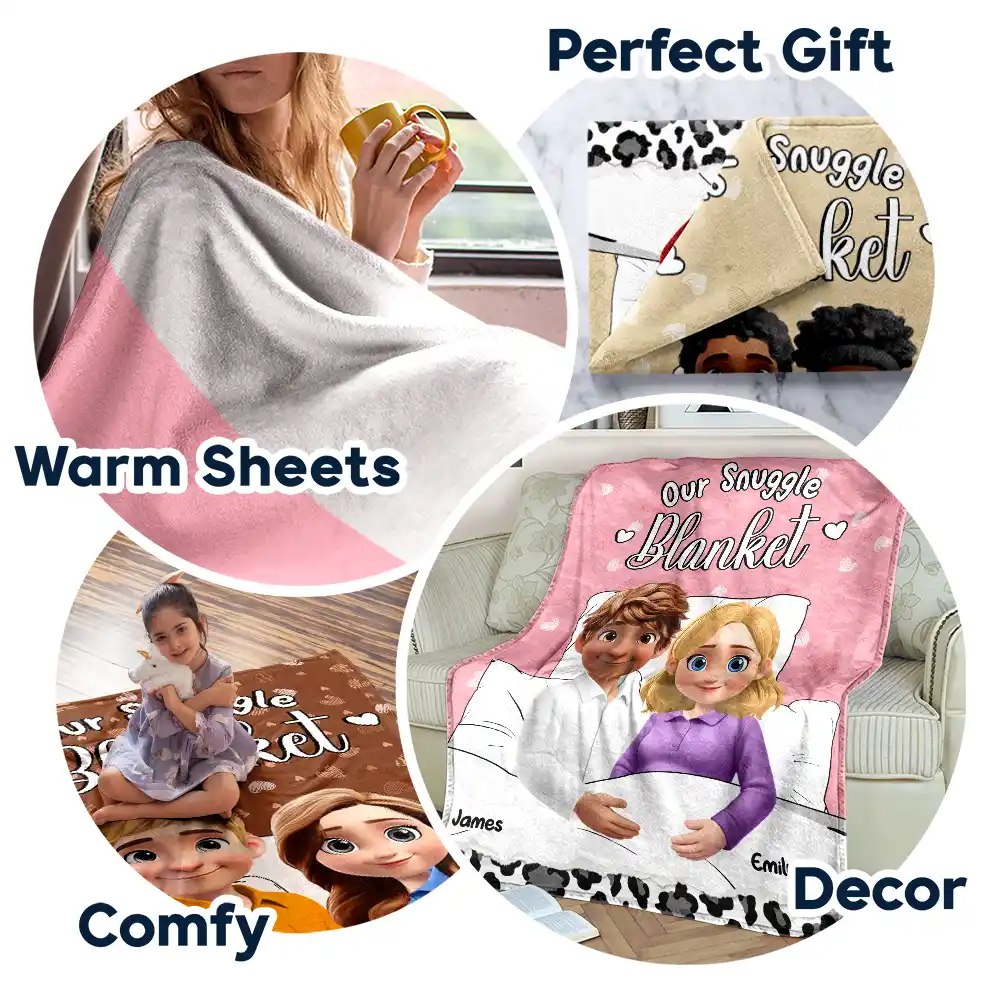 Our Snuggle Cuddling 3D Effect Couple - Personalized Fleece Blanket, Sherpa Blanket - Image 7