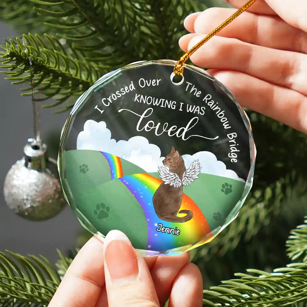 Over The Rainbow Bridge - Personalized Circle Glass Ornament - Image 2