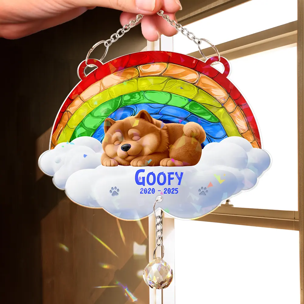 Over The Rainbow Bridge - Personalized Rainbow Suncatcher With Crystal Ball Prism - Image 2