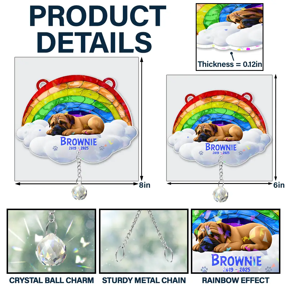 Over The Rainbow Bridge - Personalized Rainbow Suncatcher With Crystal Ball Prism - Image 6