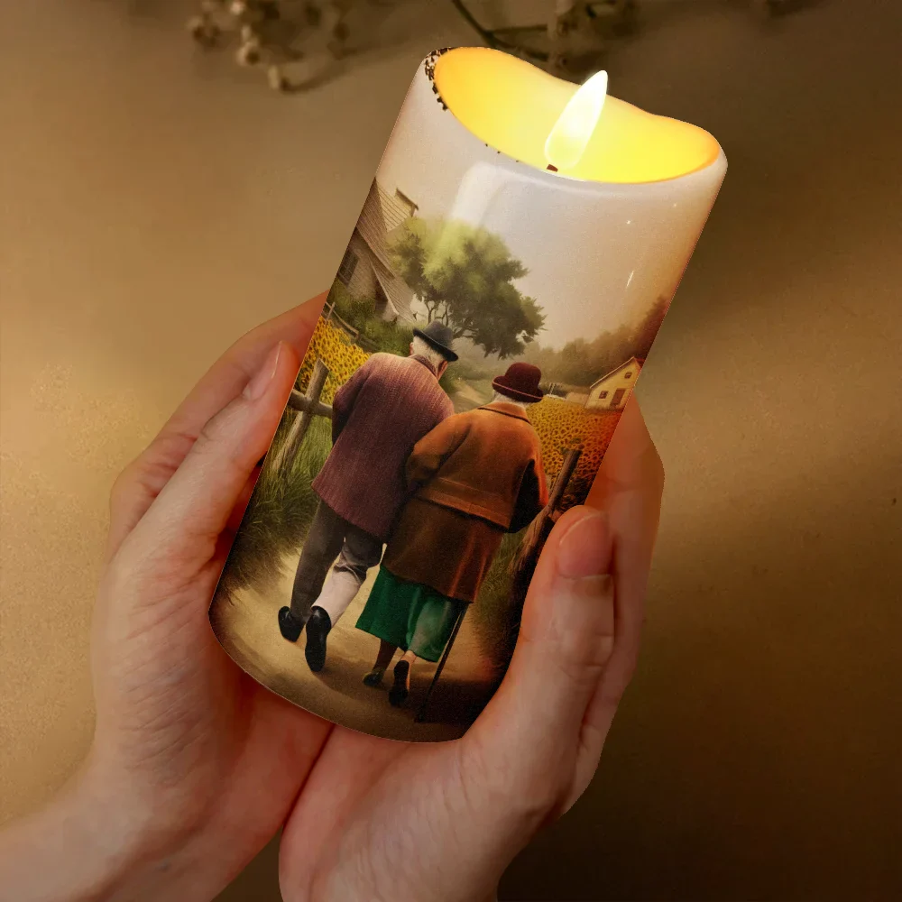 Painting Old Couple You And Me We Got This - Personalized Flameless LED Candle - Image 3