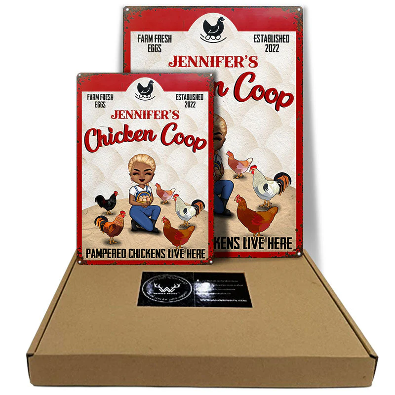 Pampered Chickens Live Here - Chicken Coop Decoration - Personalized Custom Classic Metal Signs - Image 5
