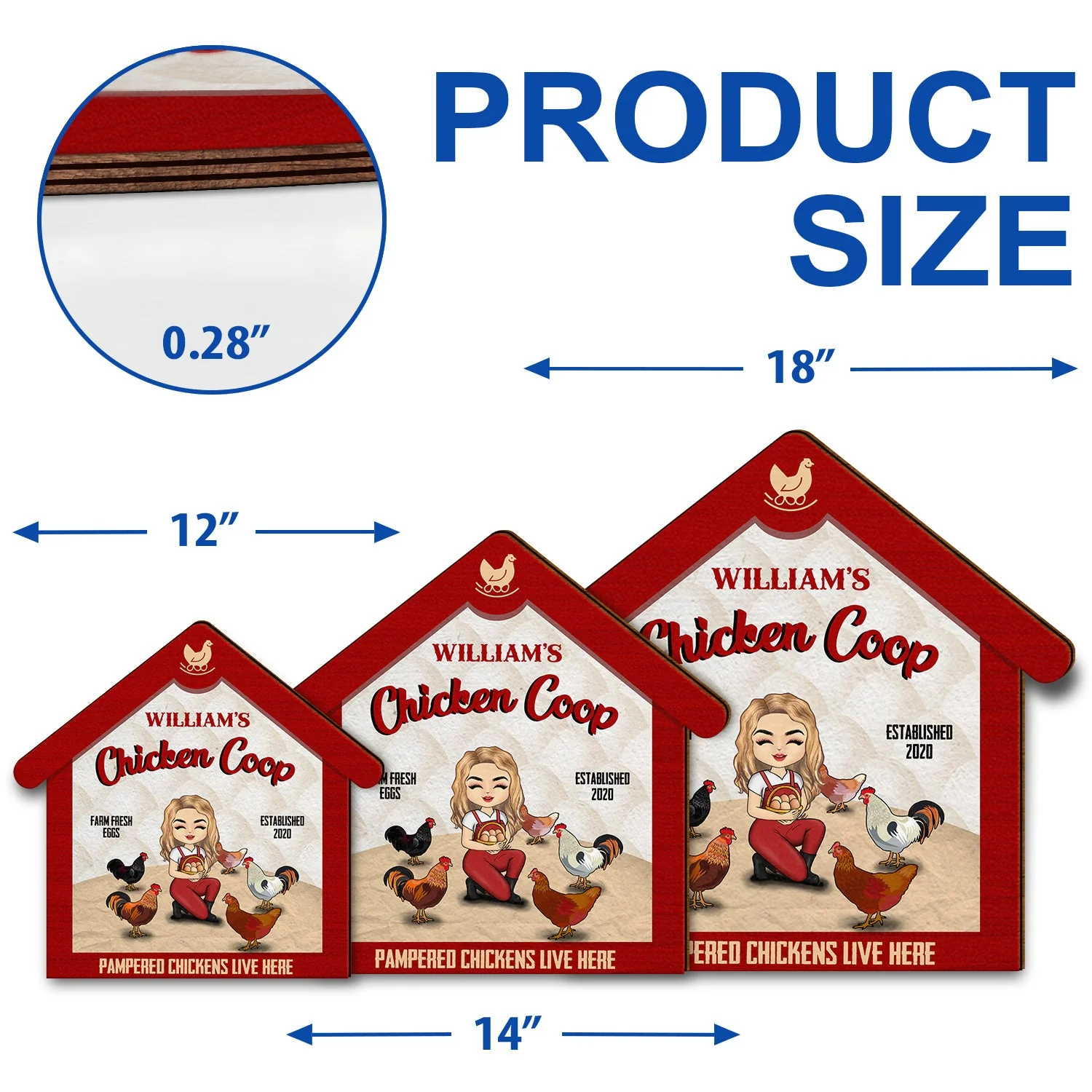 Pampered Chickens Live Here - Chicken Coop Decoration - Personalized Custom Shaped Wood Sign - Image 5