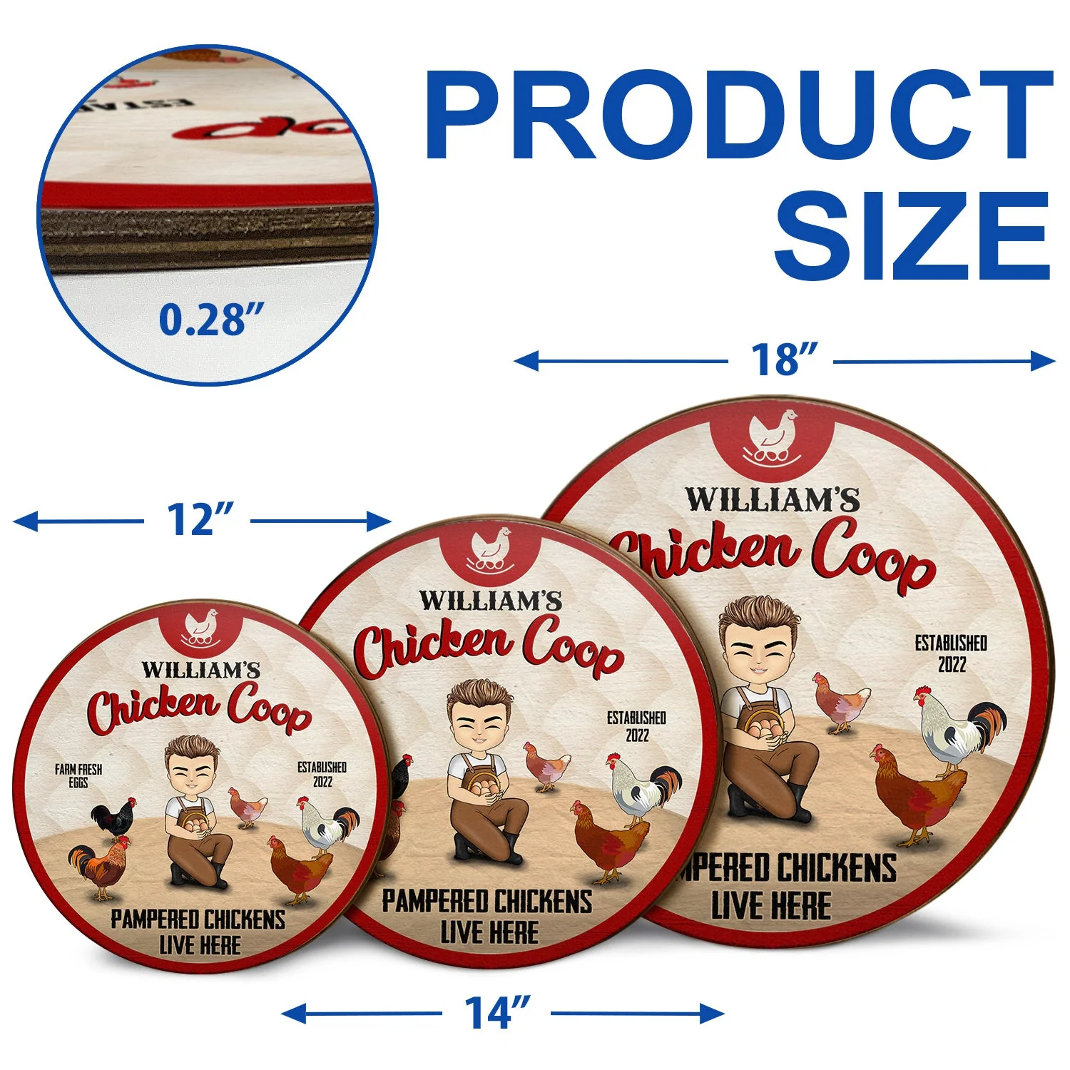 Pampered Chickens Live Here - Chicken Coop Decoration - Personalized Custom Wood Circle Sign - Image 4