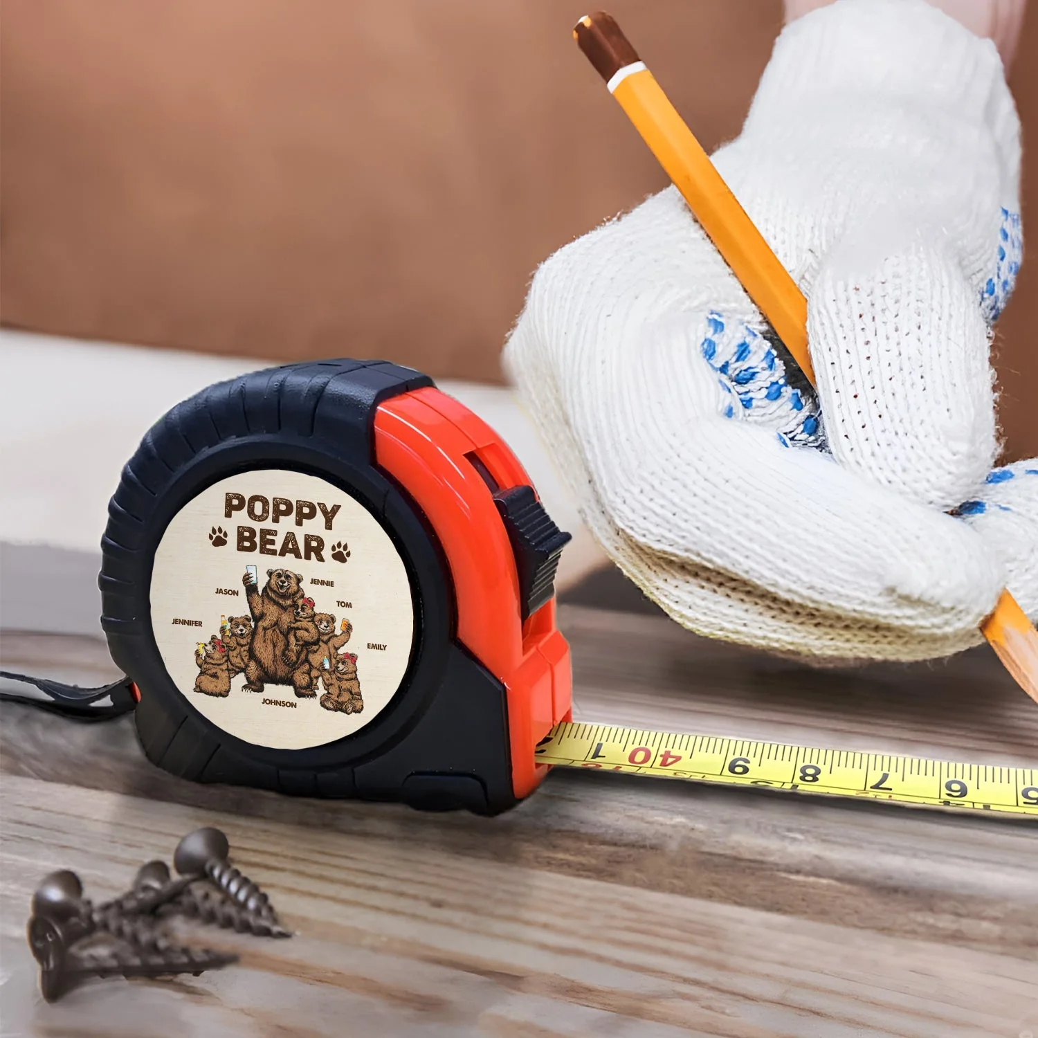 Papa Bear - Gift For Dad, Father, Grandfather, Grandpa - Personalized Tape Measure - Image 4