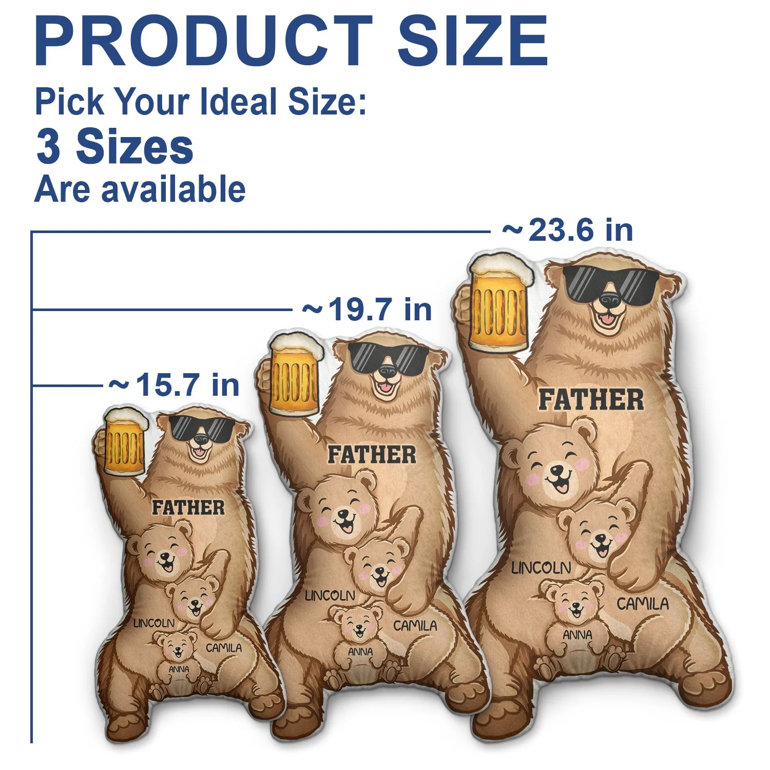 Papa Bear - Gift For Fathers - Personalized Custom Shaped Pillow - Image 5