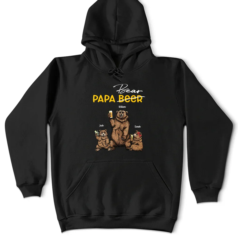 Papa Beer Papa Bear - Personalized T Shirt - Image 4