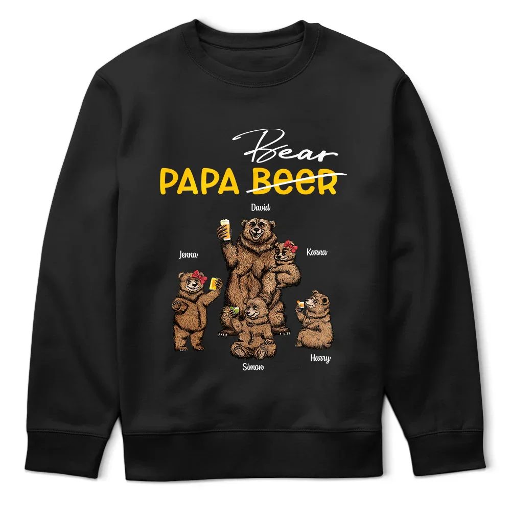 Papa Beer Papa Bear - Personalized T Shirt - Image 5