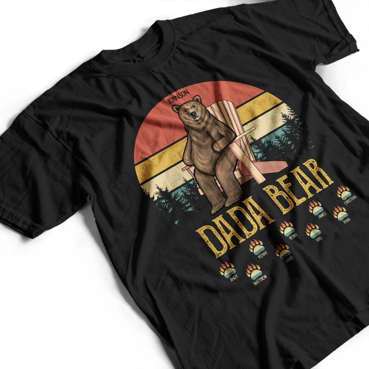 Papa Dada Bear - Gift For Father, Grandpa - Personalized Custom T Shirt - Image 3