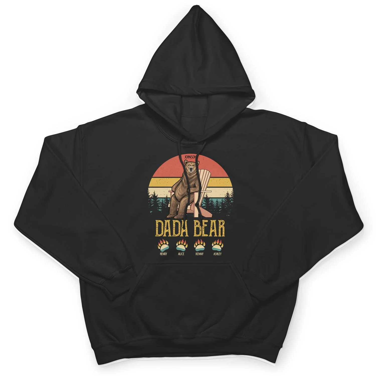 Papa Dada Bear - Gift For Father, Grandpa - Personalized Custom T Shirt - Image 4