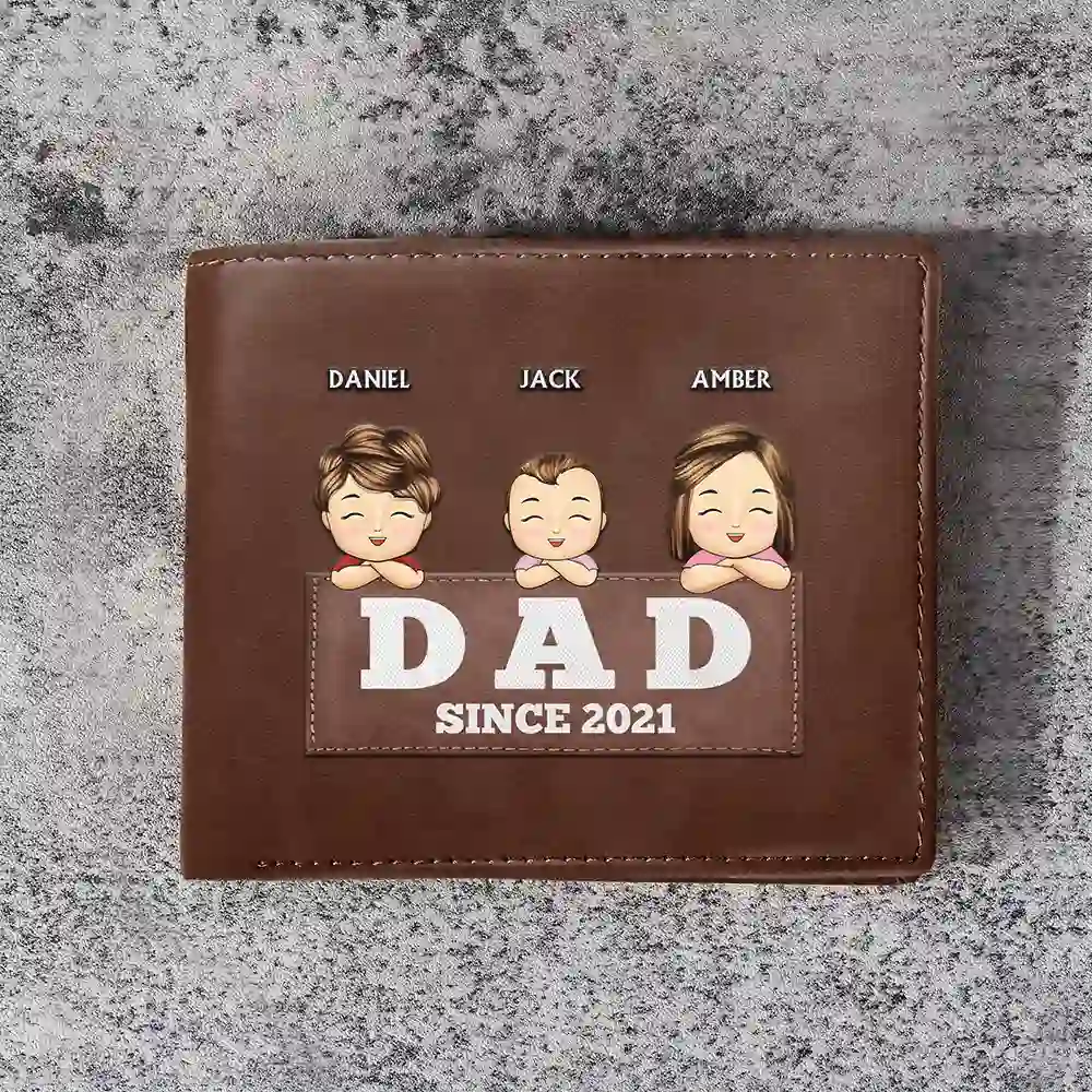 Papa Daddy Since - Personalized Leather Wallet - Image 3