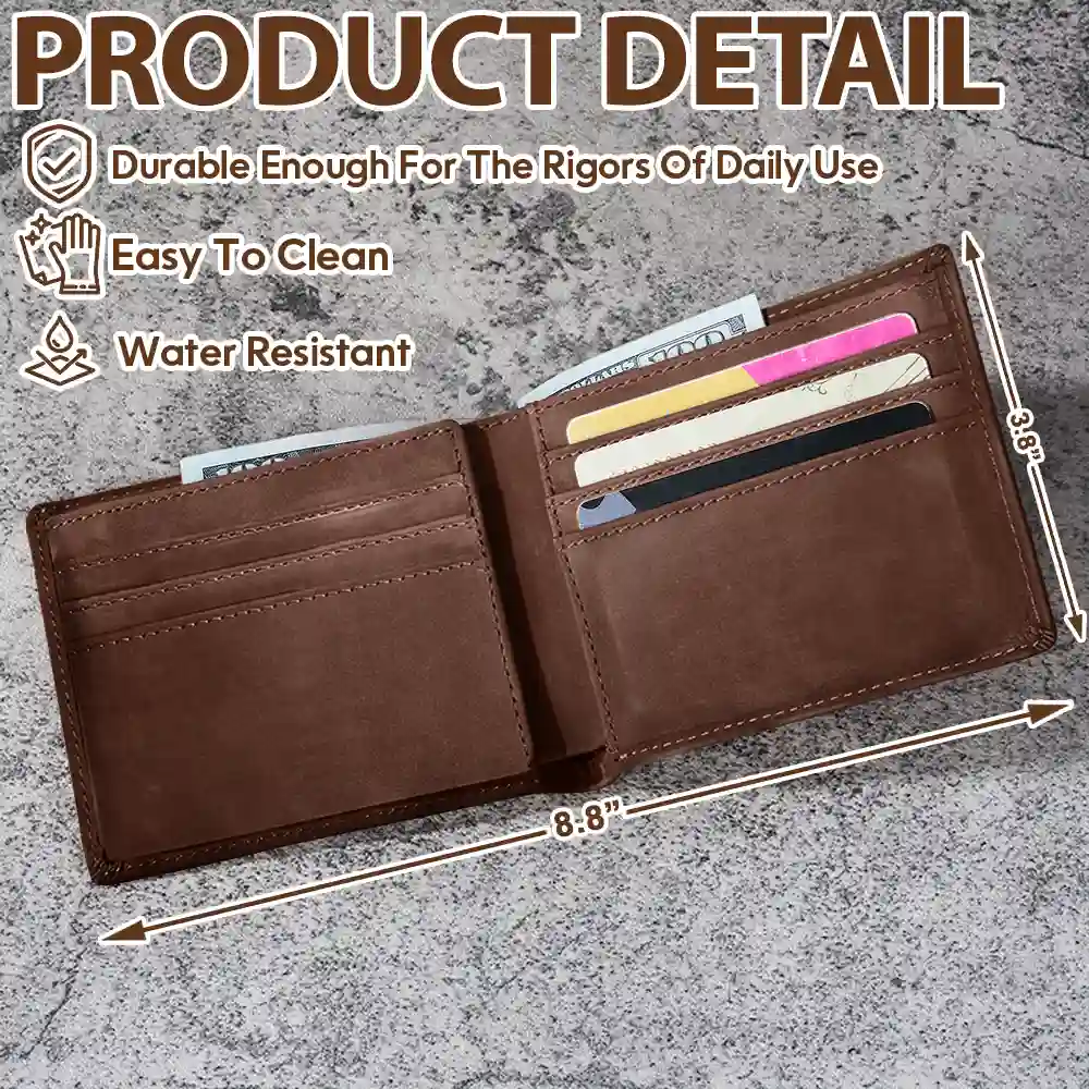 Papa Daddy Since - Personalized Leather Wallet - Image 4