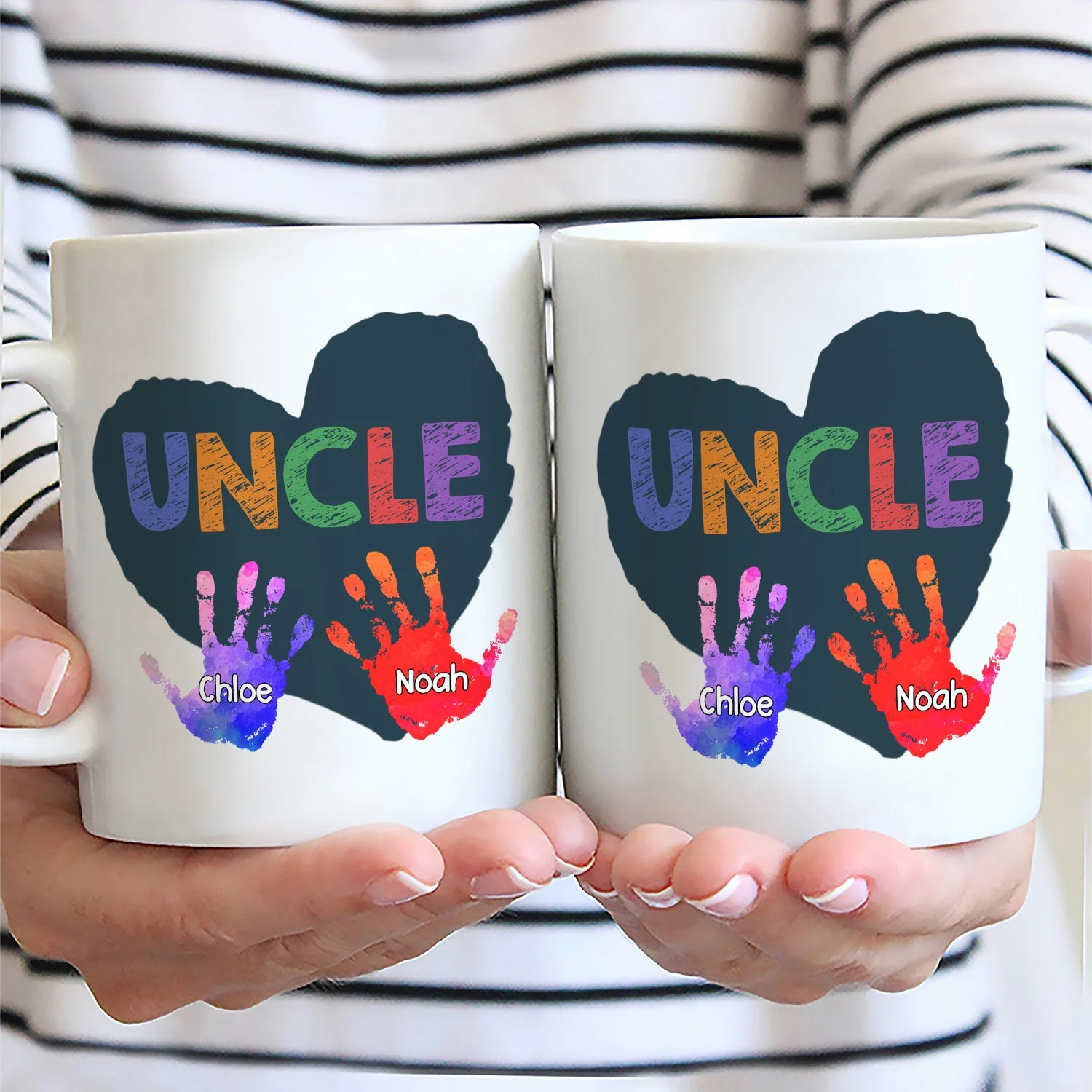 Papa Grandkids Hand Print - Personalized Mug - Image 2
