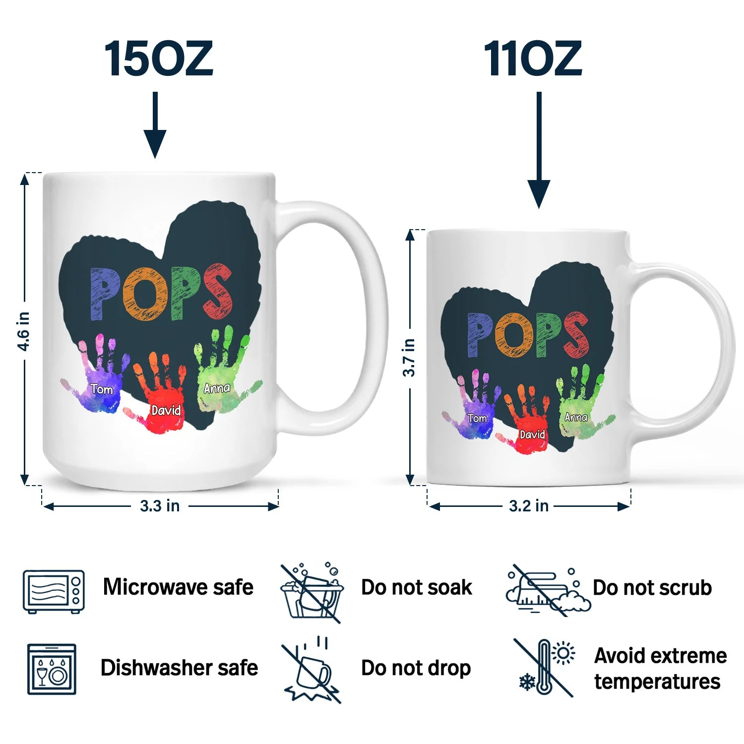 Papa Grandkids Hand Print - Personalized Mug - Image 4
