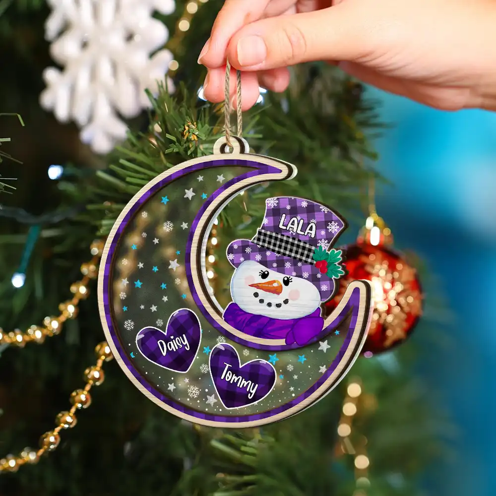 Papa Nana Snowman Christmas Grandparents - Personalized 2-Layered Mix Ornament - Image 4
