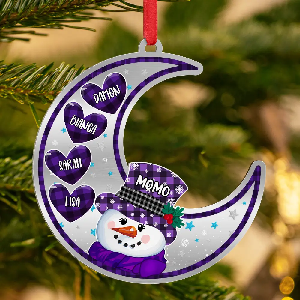 Papa Nana Snowman Christmas Grandparents - Personalized Metal Ornament - Image 3