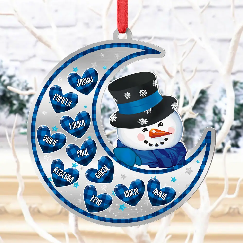 Papa Nana Snowman Christmas Grandparents - Personalized Metal Ornament - Image 4