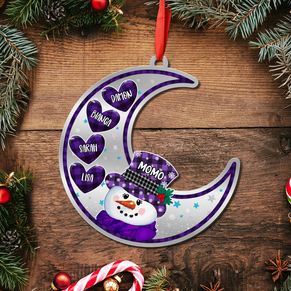 Papa Nana Snowman Christmas Grandparents - Personalized Metal Ornament - Image 5