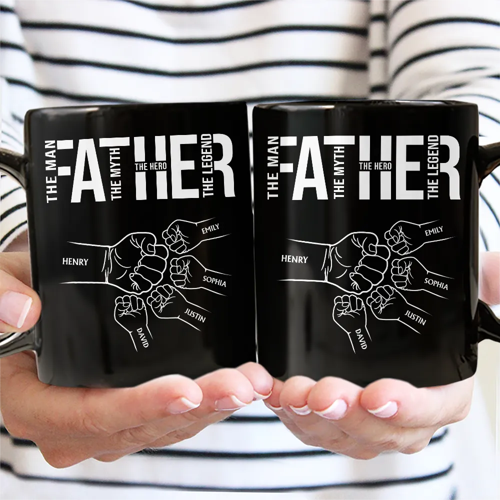 Papa The Man The Myth The Legend The Hero - Personalized Mug - Image 3