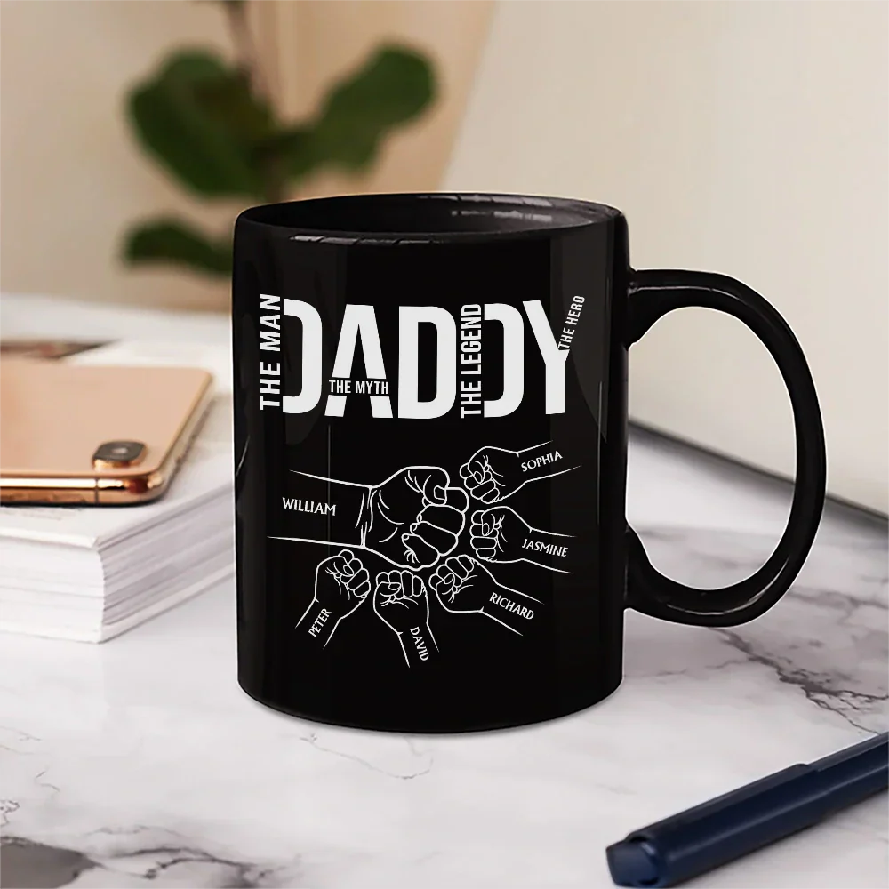 Papa The Man The Myth The Legend The Hero - Personalized Mug - Image 5