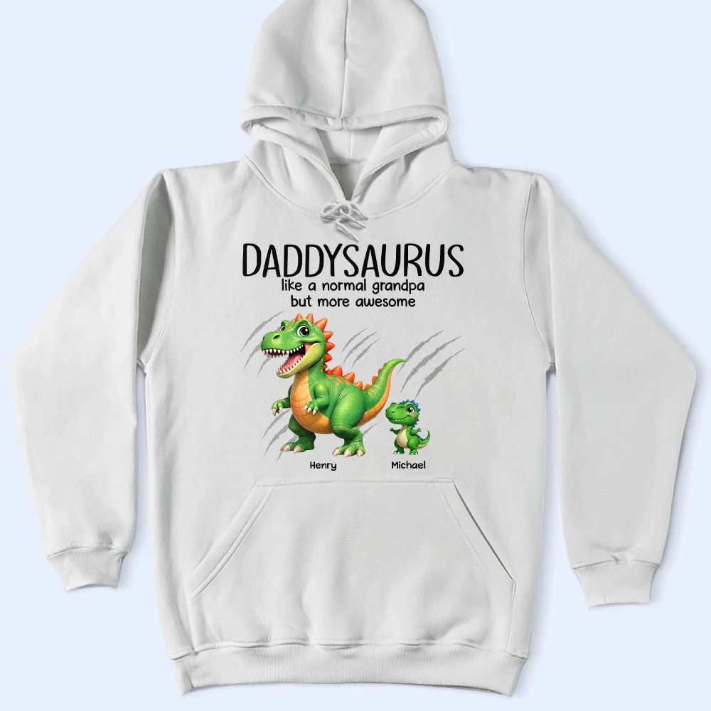 Papasaurus Like A Normal Grandpa But More Awesome - Personalized T Shirt - Image 5