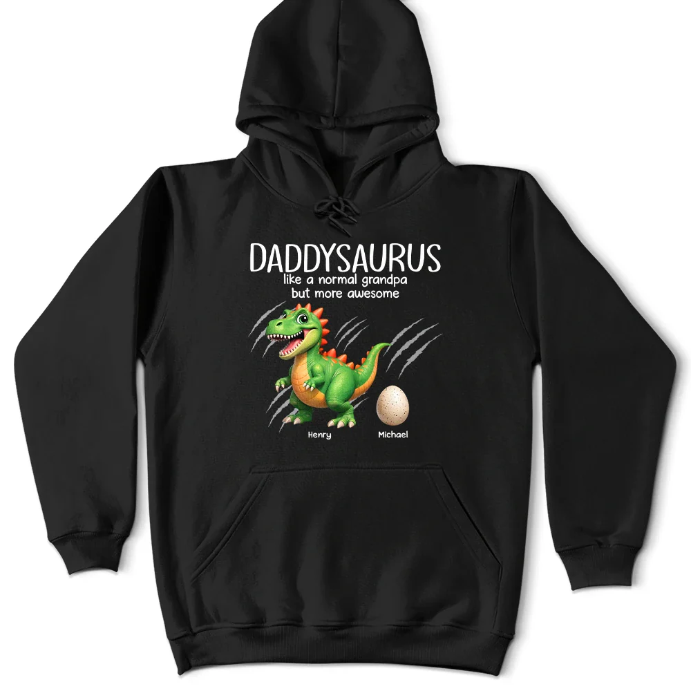 Papasaurus Like A Normal Grandpa But More Awesome - Personalized T Shirt - Image 6