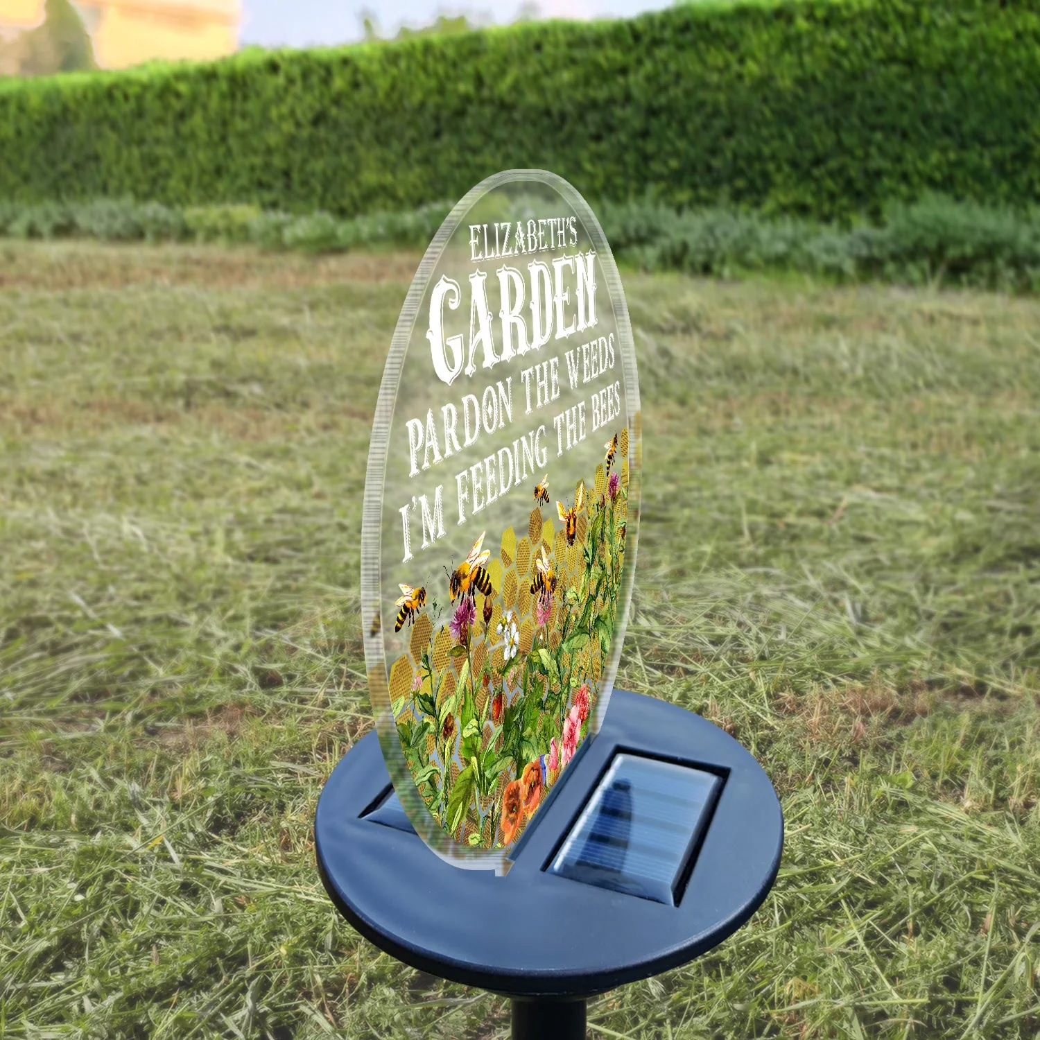 Pardon The Weeds - Gift For Gardening Lovers, Gardeners, Bee Lovers, Mom, Grandma - Personalized Solar Light - Image 3