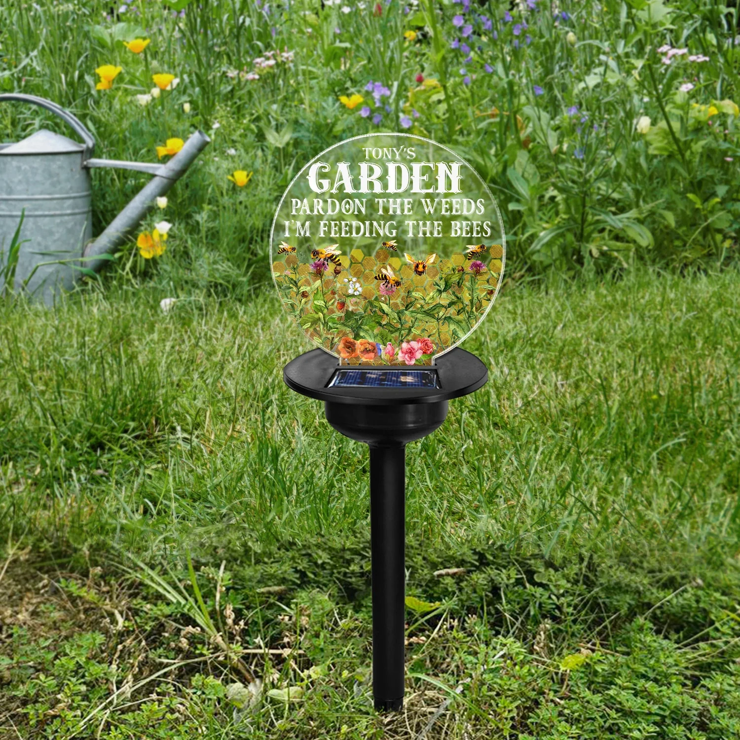 Pardon The Weeds - Gift For Gardening Lovers, Gardeners, Bee Lovers, Mom, Grandma - Personalized Solar Light - Image 4