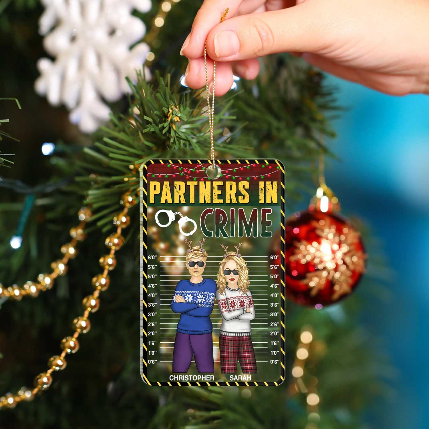 Partners In Crime BFF Best Friends - Christmas Gift For Besties, Siblings, Sisters, Brothers - Personalized Custom Shaped Acrylic Ornament - Image 4