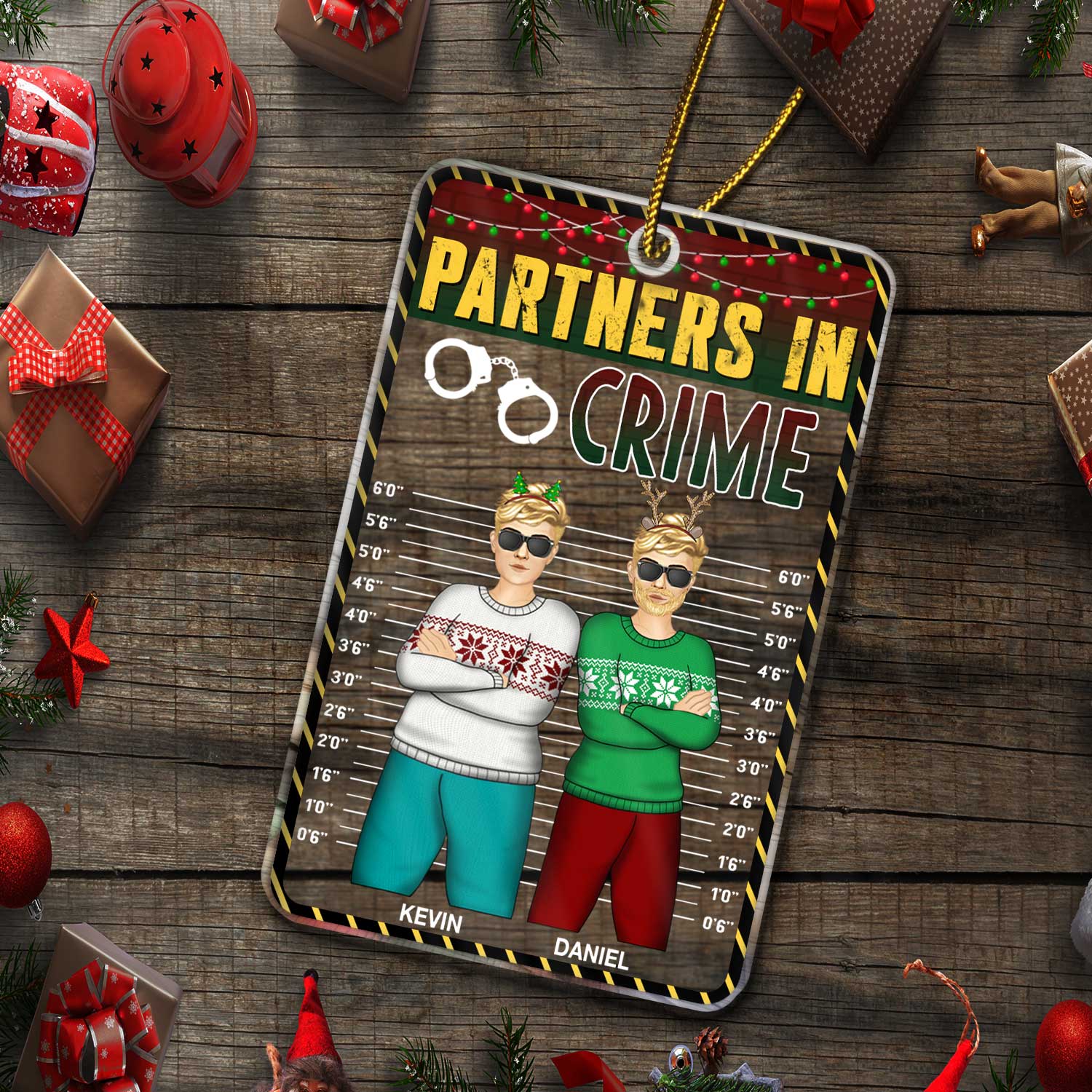 Partners In Crime BFF Best Friends - Christmas Gift For Besties, Siblings, Sisters, Brothers - Personalized Custom Shaped Acrylic Ornament - Image 5