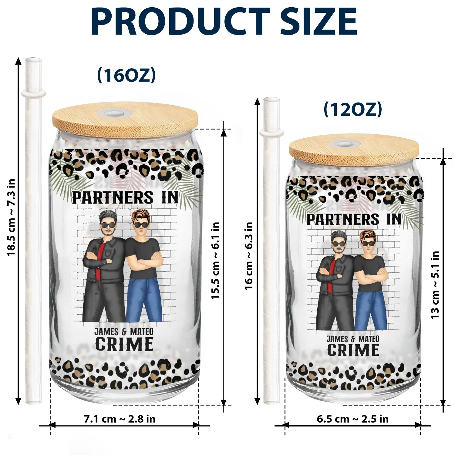 Partners In Crime If We Get Caught - Gift For Besties - Personalized Clear Glass Can - Image 5