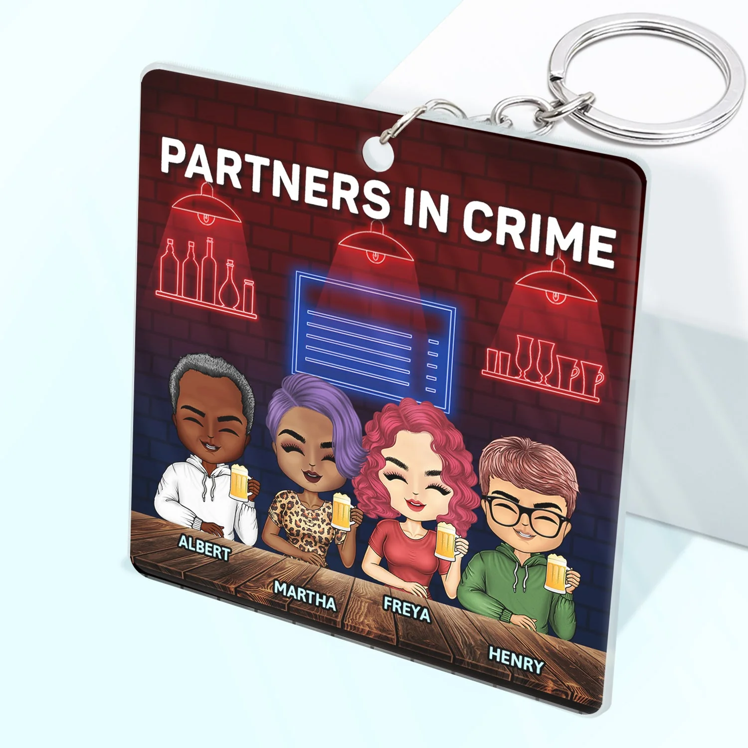 Partners In Crime Just Remember If We Get Caught Bar Best Friends - Bestie BFF Gift - Personalized Custom Acrylic Keychain - Image 2