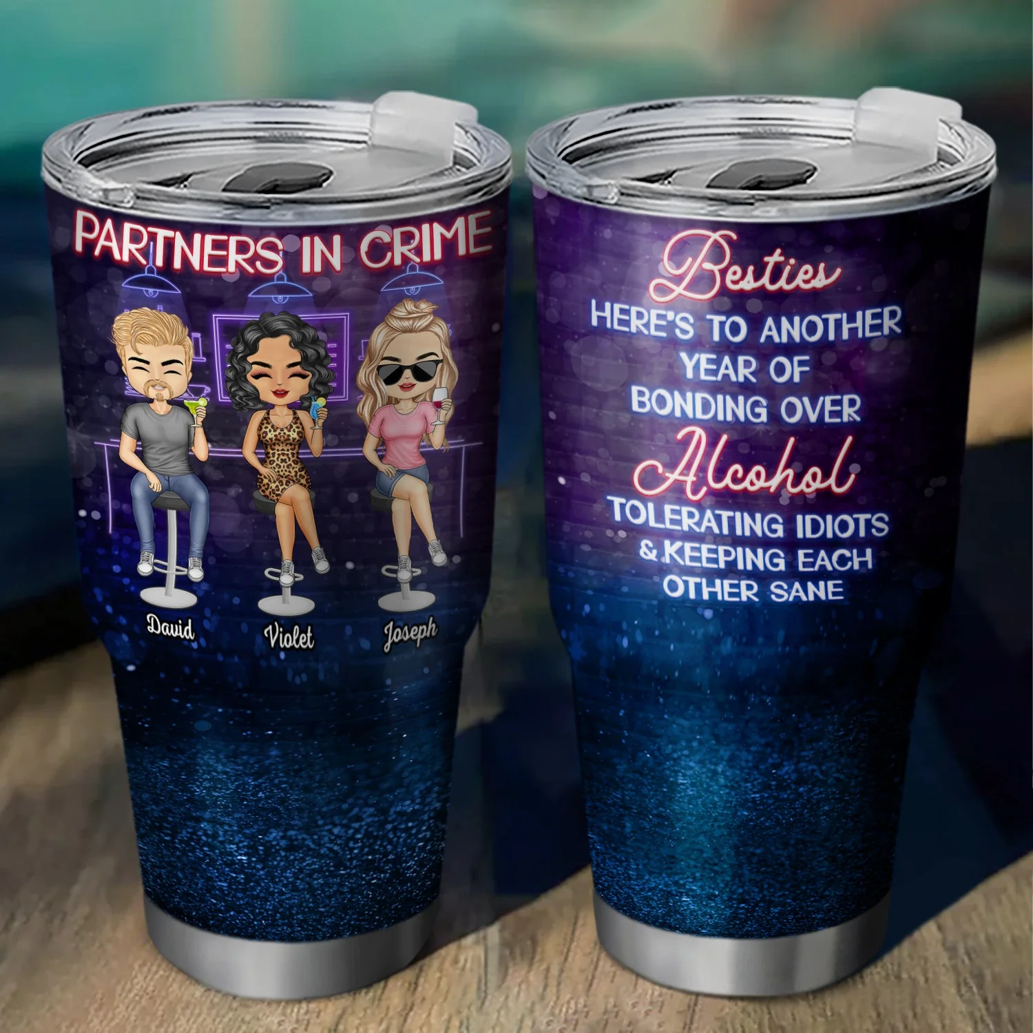 Partners In Crime Just Remember If We Get Caught Best Friends - Bestie BFF Gift - Personalized Custom 30 Oz Tumbler - Image 2