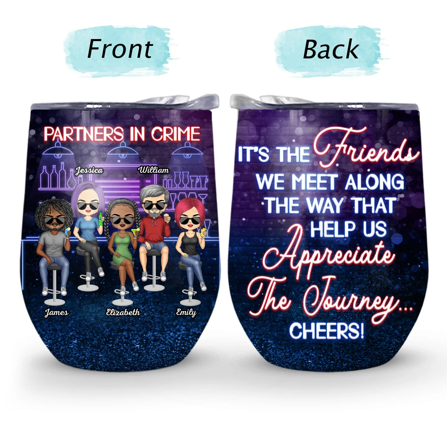 Partners In Crime Just Remember If We Get Caught Best Friends - Bestie BFF Gift - Personalized Custom Wine Tumbler - Image 4