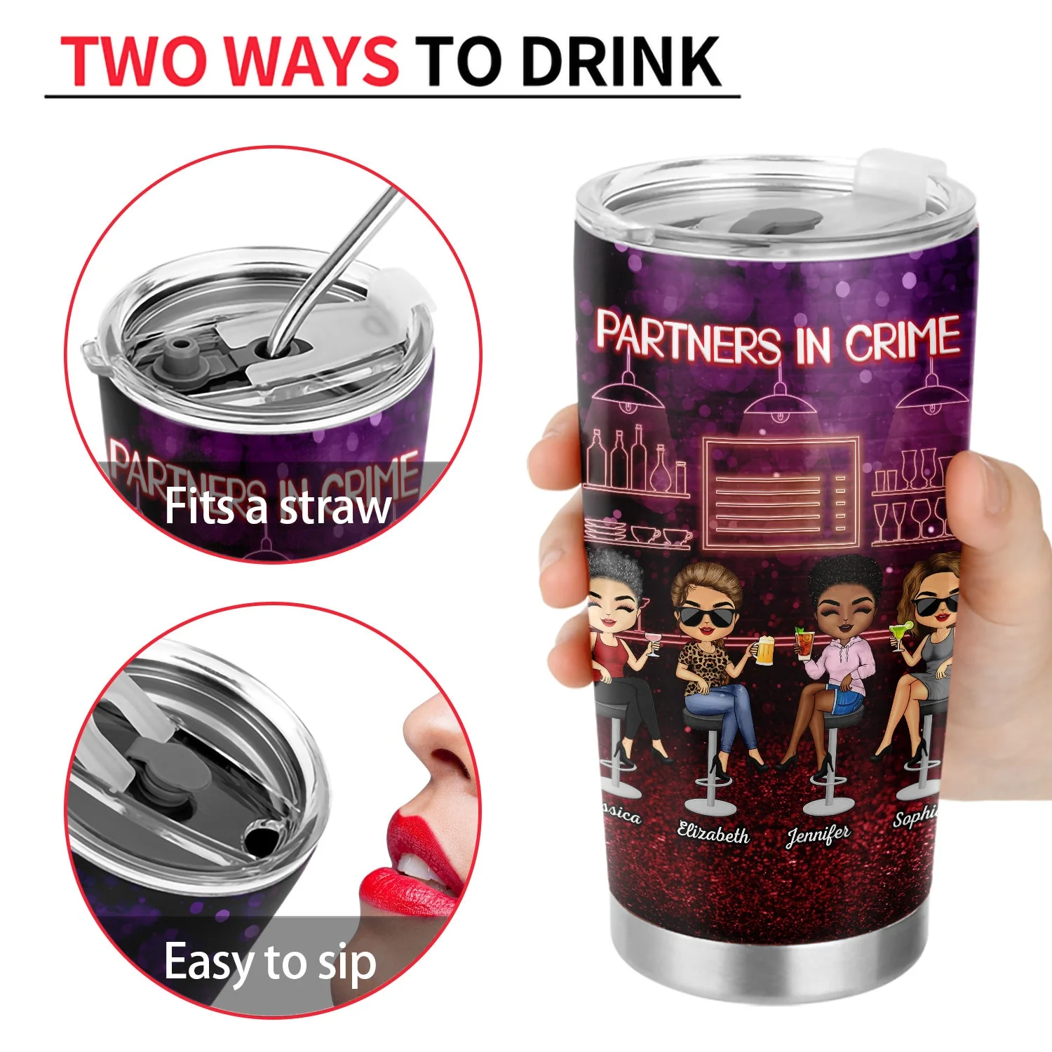 Partners In Crime Just Remember If We Get Caught Party Best Friends - Bestie BFF Gift - Personalized Custom Tumbler - Image 4