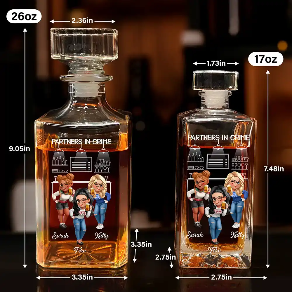 Partners In Crime Just Remember If We Get Caught - Personalized Square Whiskey Bottle - Image 5