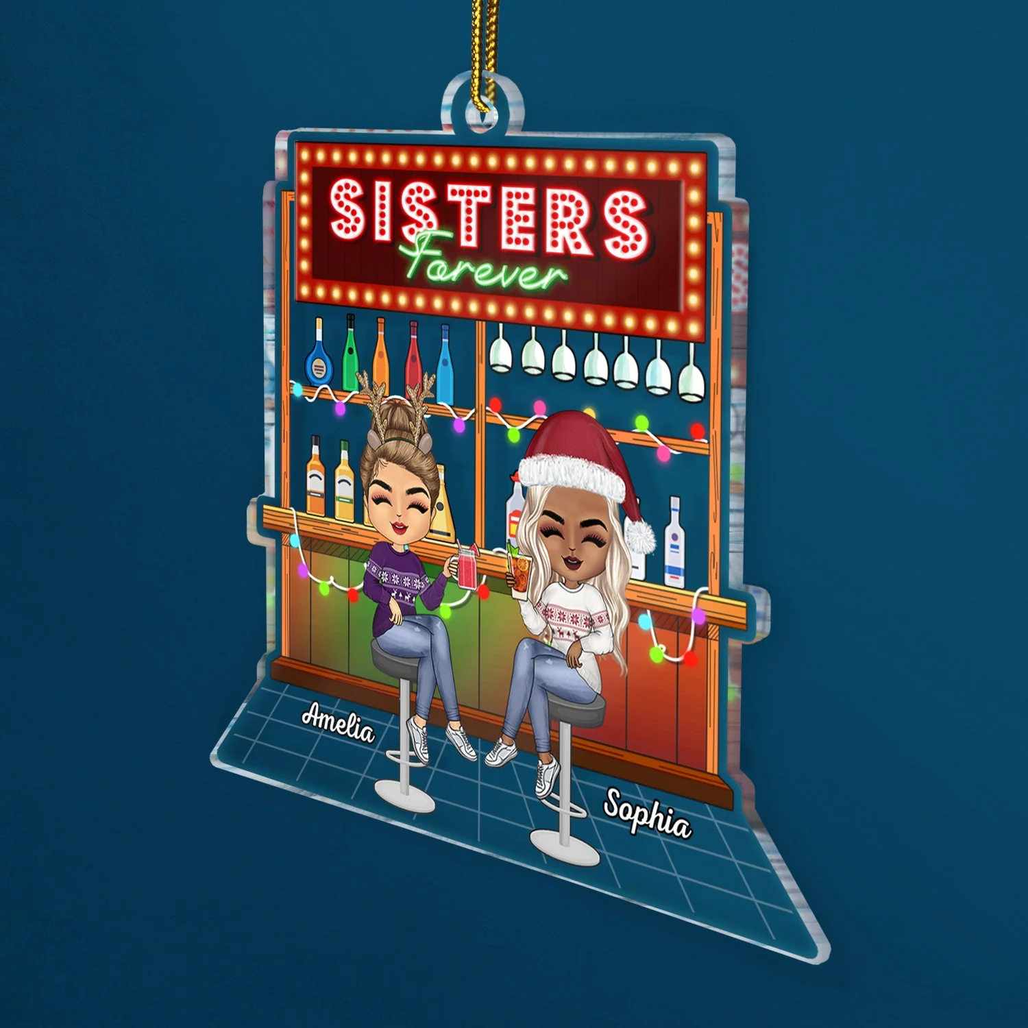 Partners In Crime Party Chibi - Christmas Gifts For Besties, Friends - Personalized Cutout Acrylic Ornament - Image 2