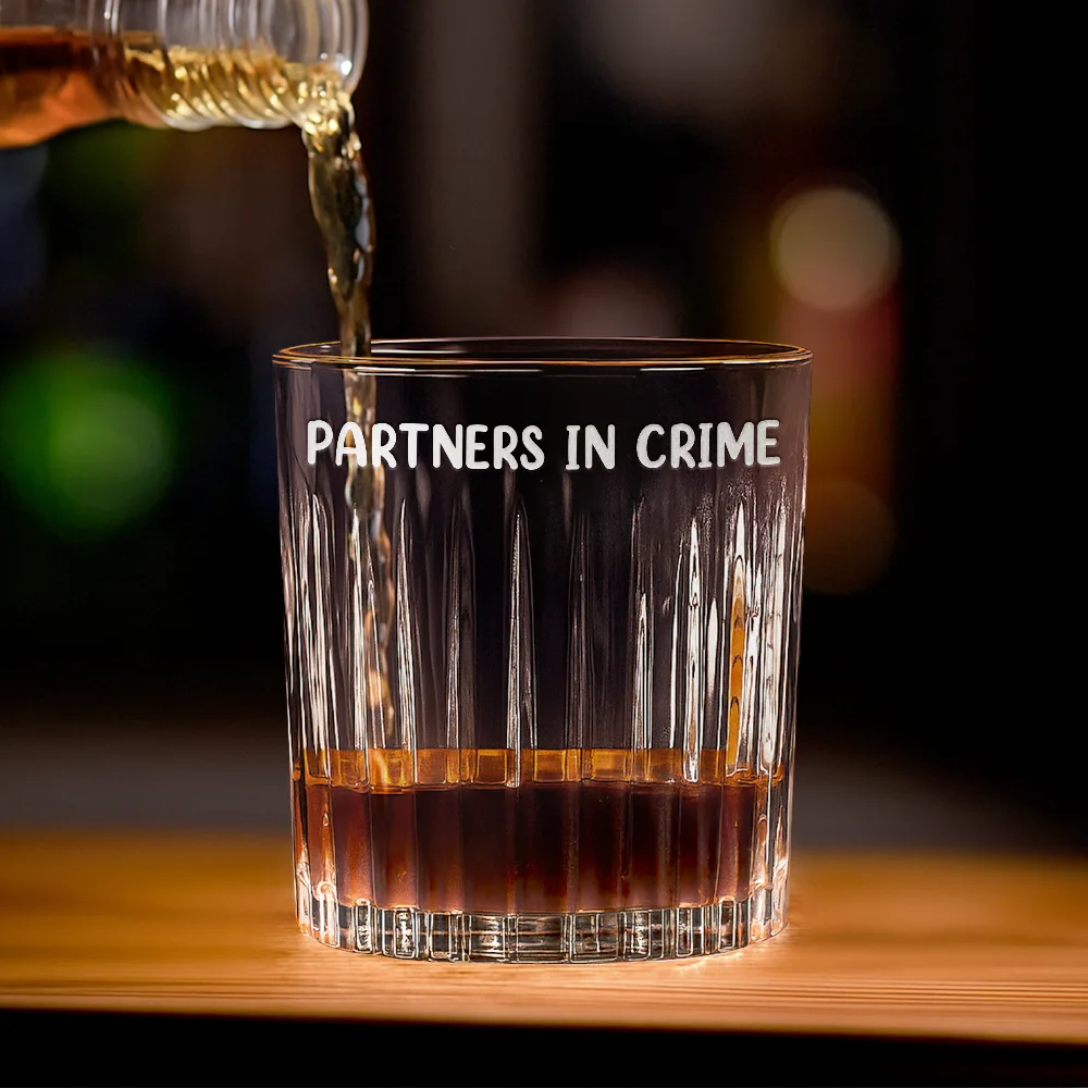 Partners In Crime Remember - Personalized Rocks Whiskey Glass - Image 3