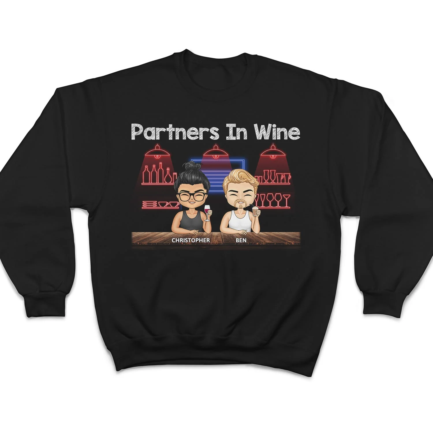 Partners In Wine Party Night Best Friends - Bestie BFF Gift - Personalized Custom T Shirt - Image 5